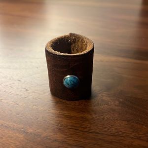 Leather and turquoise bolo tie